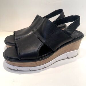 SOREL Joanie III Black Slingback Wedge Sandals Size 10 ~ NL4684 (see desc)